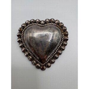 Vintage Sterling Silver Heart Brooch Pendant | Signed CII Mexico 925